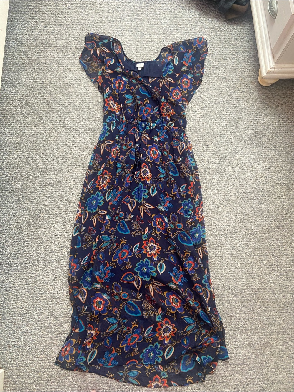 a new day Navy Floral Maxi Dress with Teal & Coral Accents